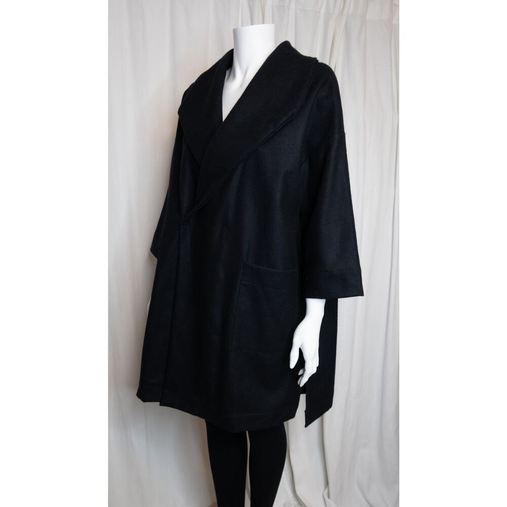 ALI GOLDEN Black Wool Kimono Oversized Coat ONE SIZE - Picture 3 of 10